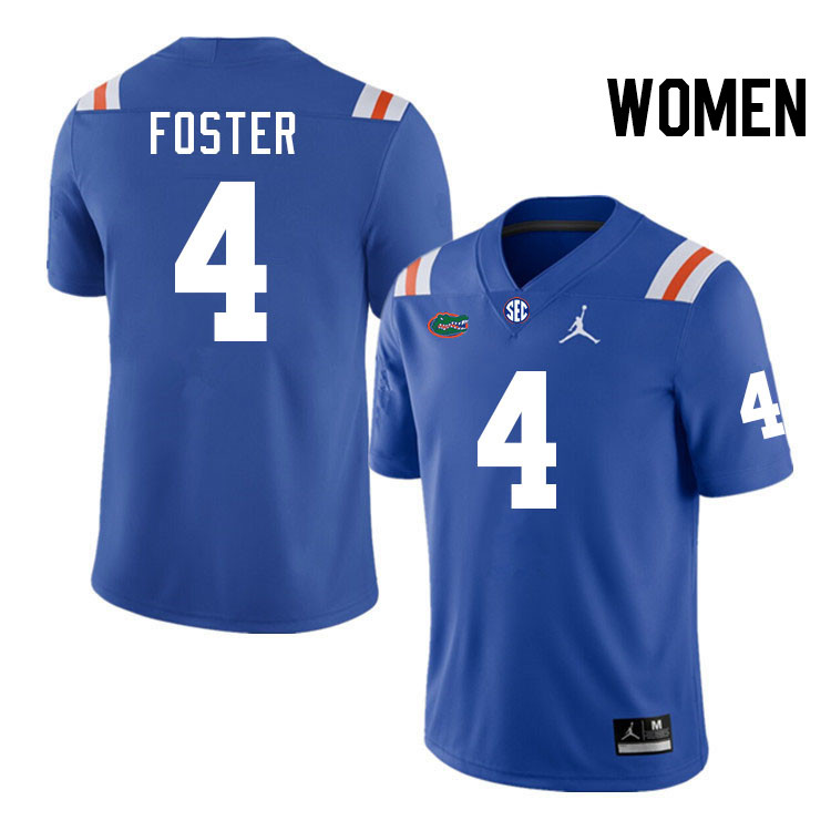 Women #4 Teddy Foster Florida Gators College Football Jerseys Stitched-Throwback